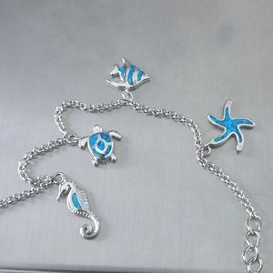 925 sterling silver Blue opal Sea Creatures Bracelet